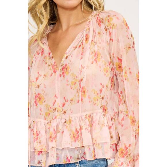 NEW LUCY PARIS rochelle ruffle blouse in pink - Picture 4 of 4